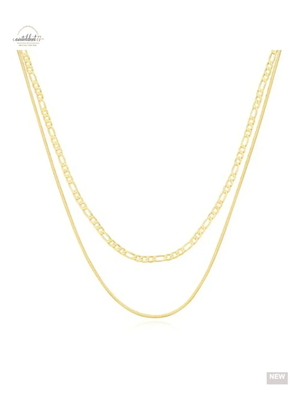 Layered Gold Plated Necklace Set - 2 Stackable Dainty Chains